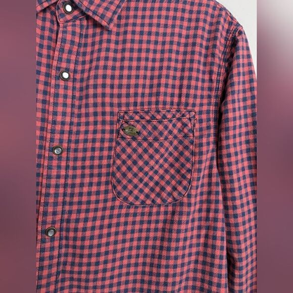 Scotch and soda mens' button shirt plaid dark pink, blue L - Picture 6 of 12